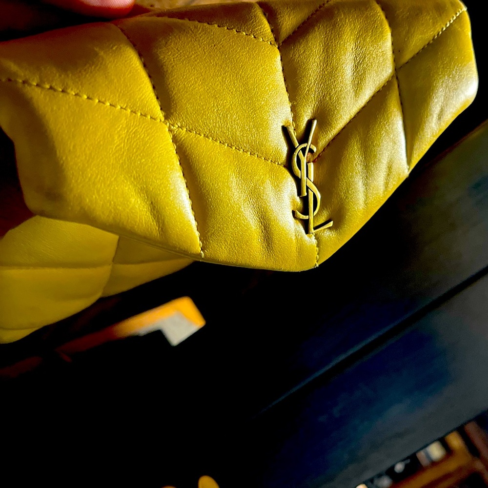 YSL Yellow Calfskin Quilted Clutch